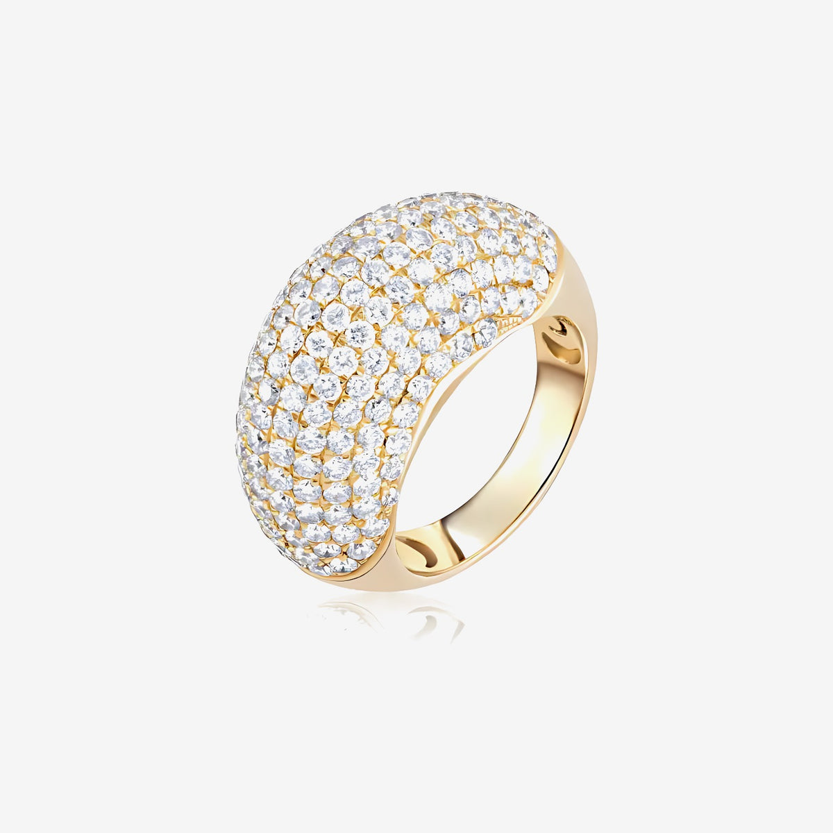 Pavé Diamond Dome Ring in 18K Yellow Gold | JJ Jewelry