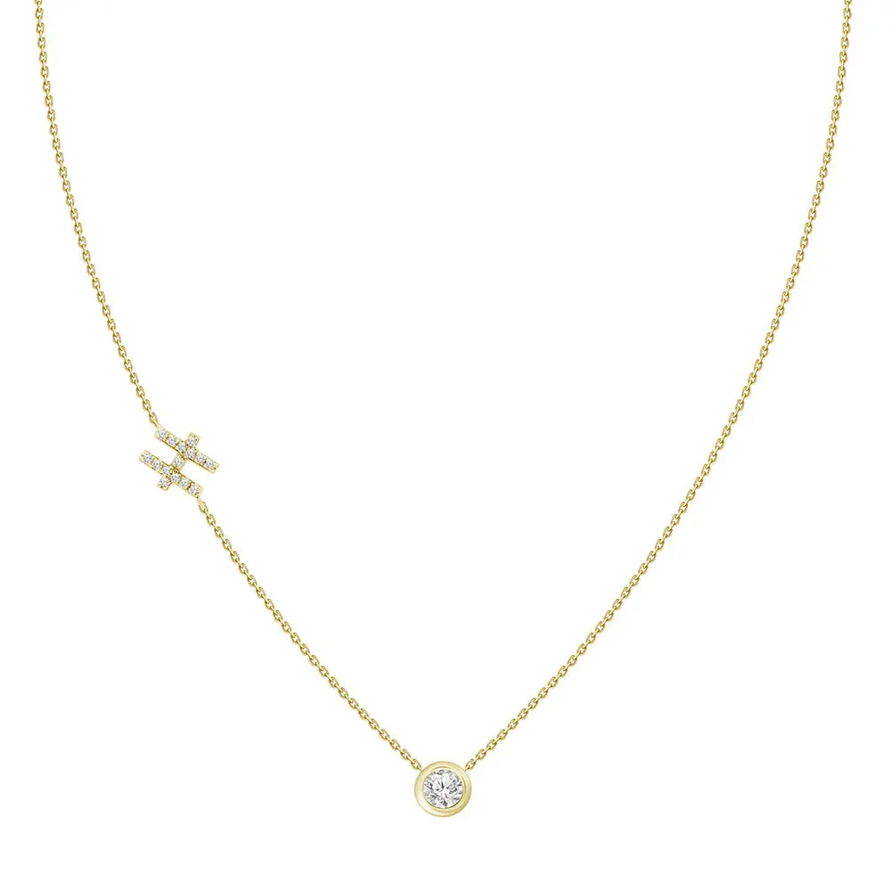 Pavé Diamond Initial Necklace, Letter H, in 18K Yellow Gold | JJ Jewelry Miami