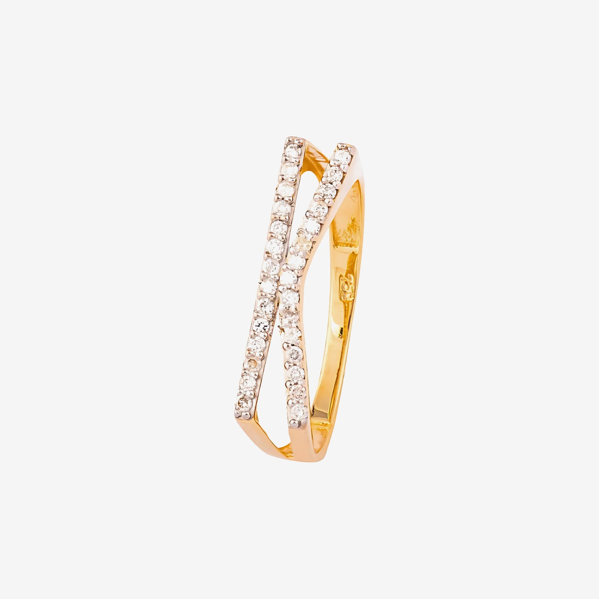 Pavé Diamond Letter Ring, Letter K in 18K Yellow Gold | JJ Jewelry