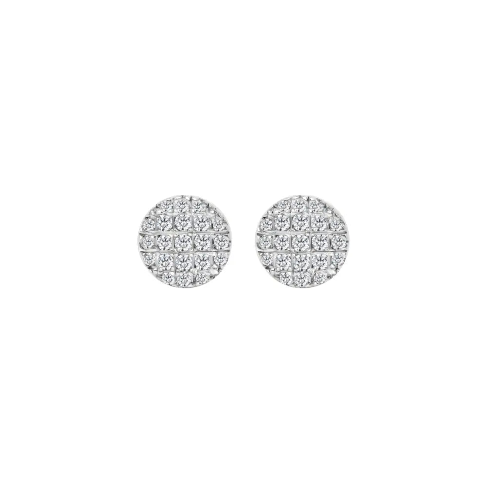 18K white gold pavé diamond earrings classic round design
