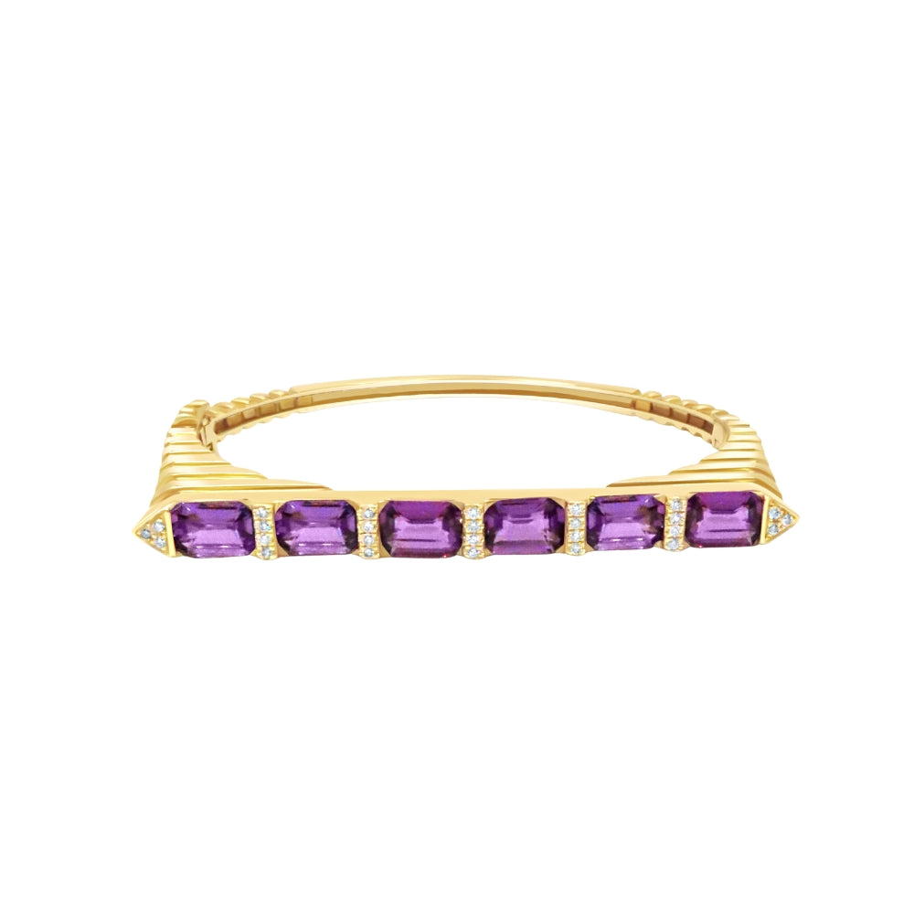 Purple sapphire and diamond bangle in 18K yellow gold – JJ Jewelry