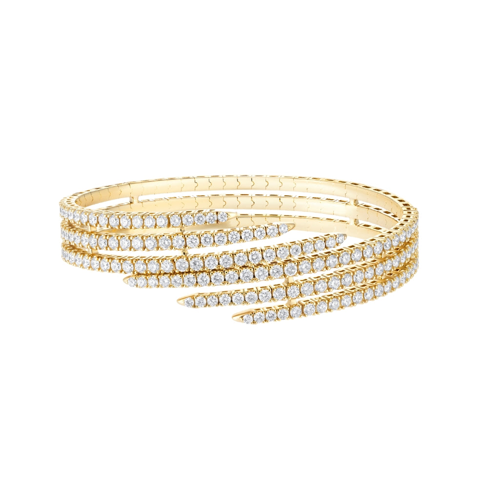 Six-row open diamond bangle in 18K yellow gold – JJ Jewelry