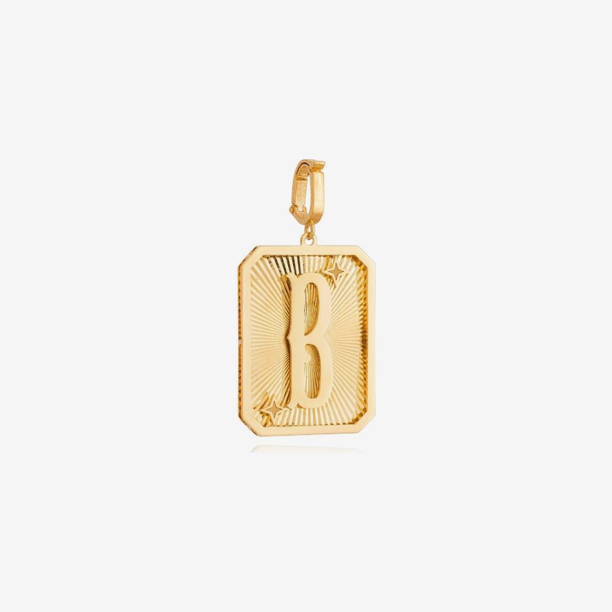 Small Initial Medal Pendant in 18K Yellow Gold, letter B | JJ Jewelry Miami