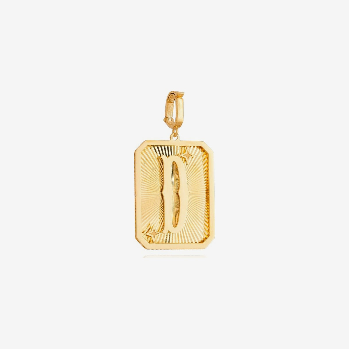 Small Initial Medal Pendant in 18K Yellow Gold, letter D | JJ Jewelry Miami
