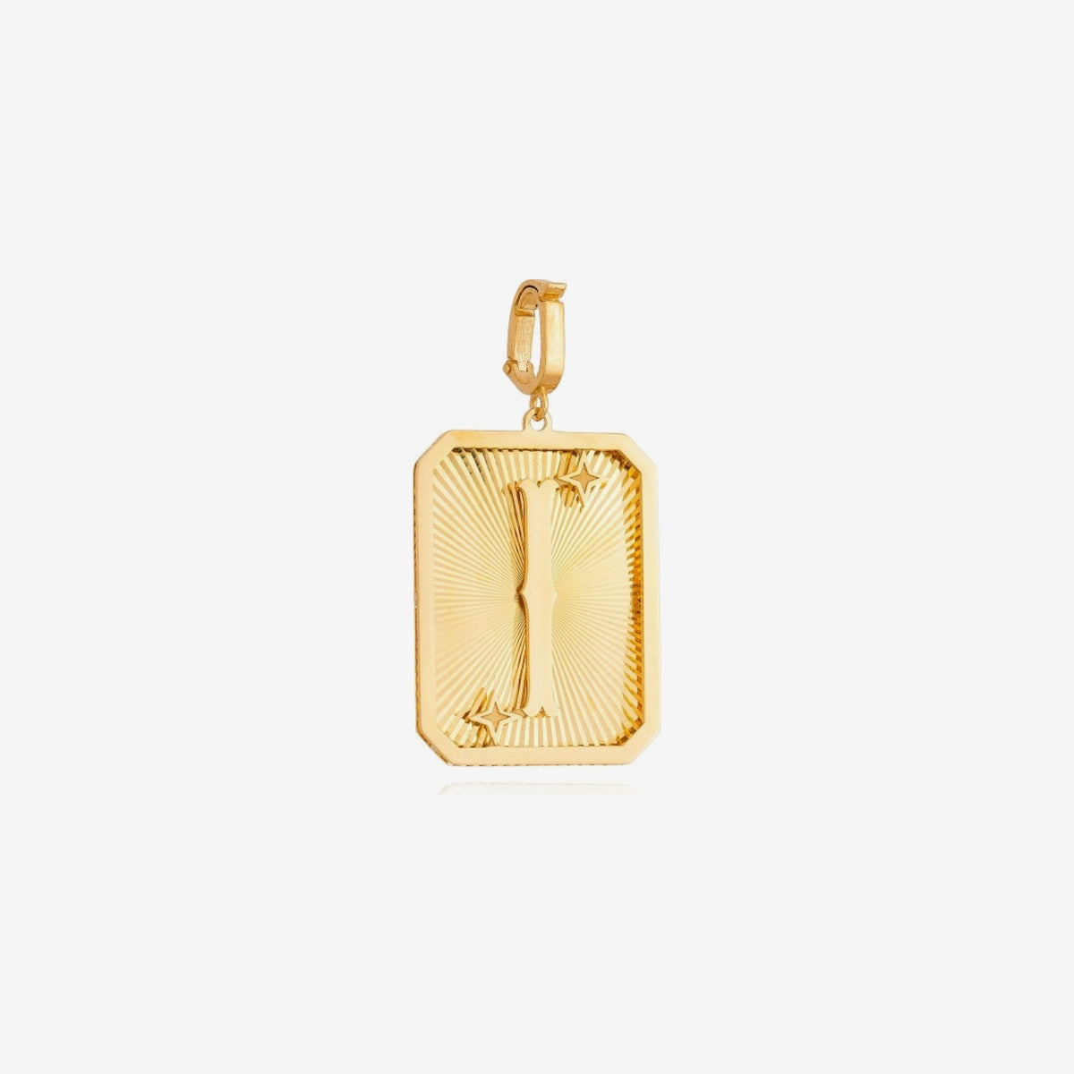 Small Initial Medal Pendant in 18K Yellow Gold, letter I | JJ Jewelry Miami