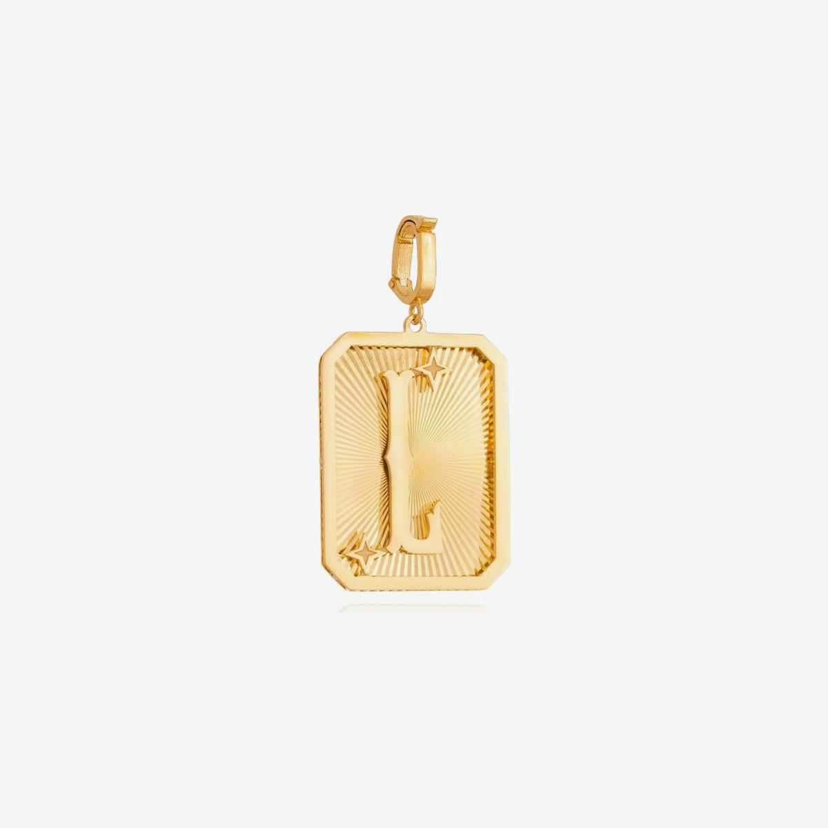 Small Initial Medal Pendant in 18K Yellow Gold, letter L | JJ Jewelry Miami