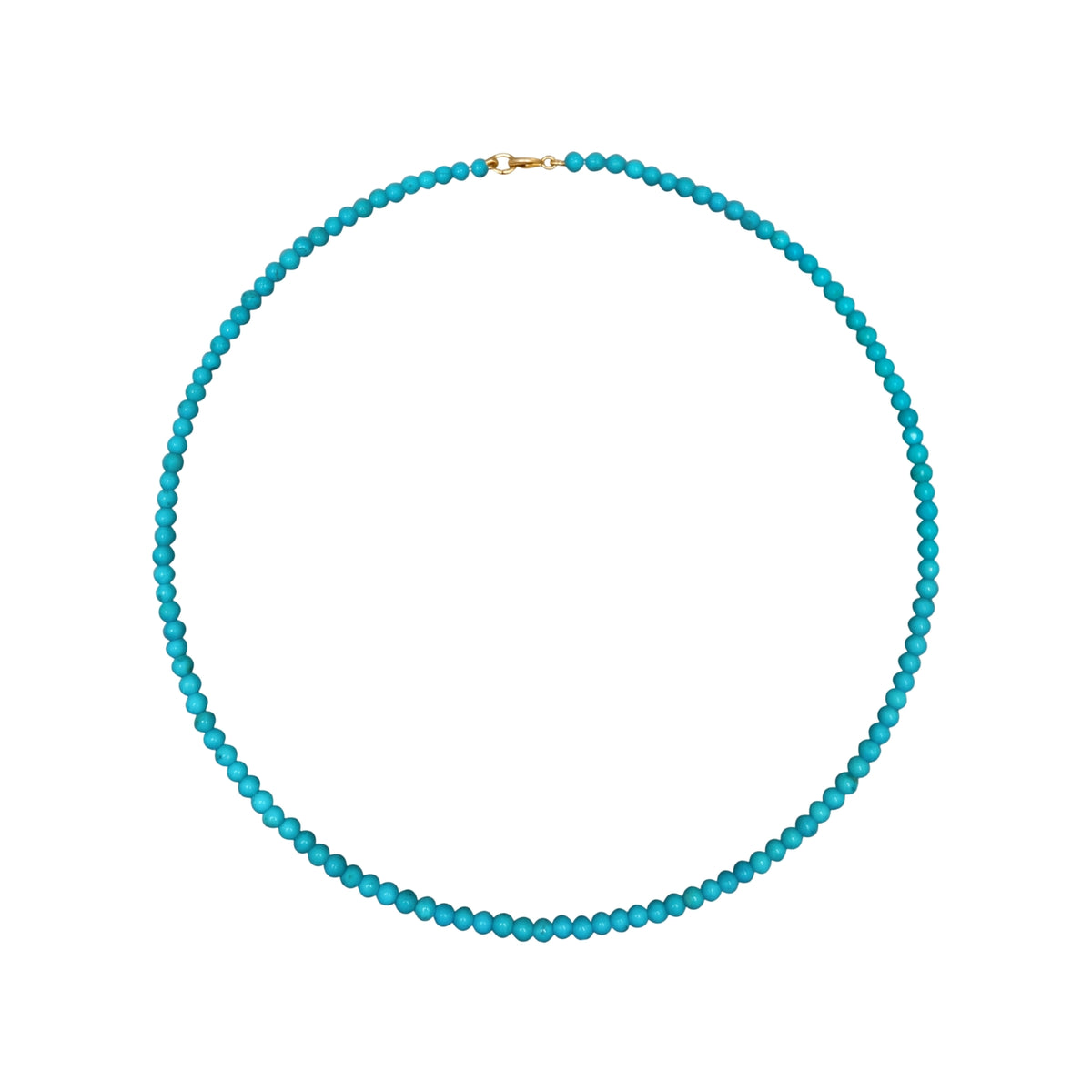 Turquoise Bead Necklace with 14K Yellow Gold clasp | JJ Jewelry Miami