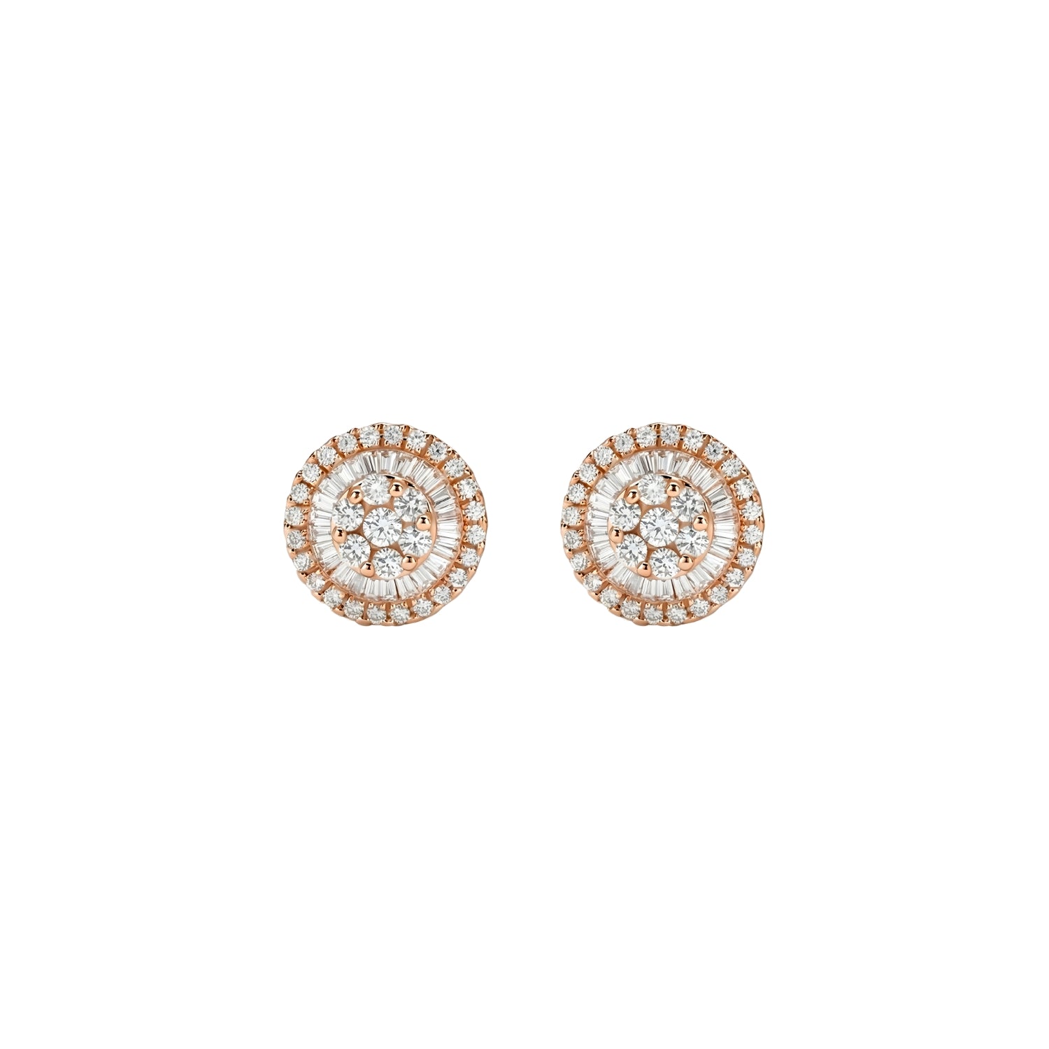 10mm Diamond Cluster Stud Earrings in 18K Gold | JJ Jewelry Miami