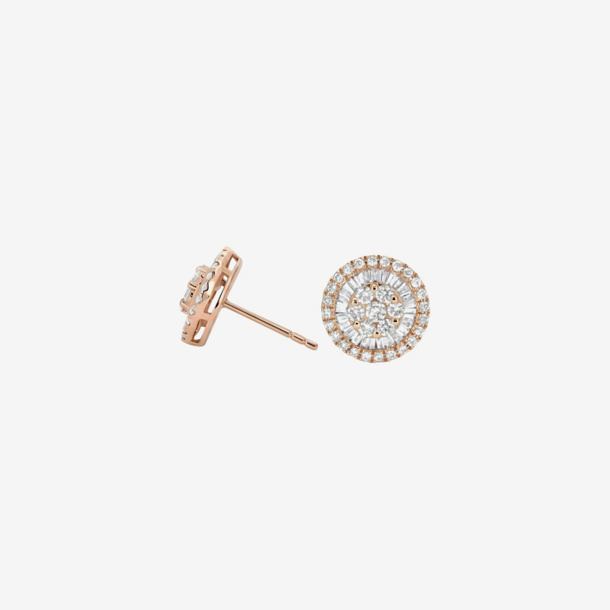 11mm Diamond Cluster Stud Earrings, gray background | JJ Jewelry Miami