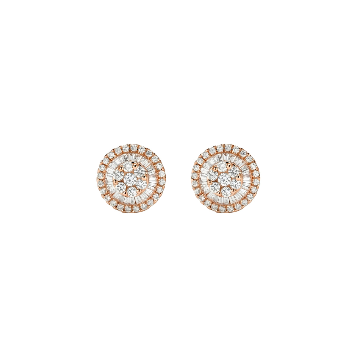 10mm Diamond Cluster Stud Earrings in 18K Gold | JJ Jewelry Miami