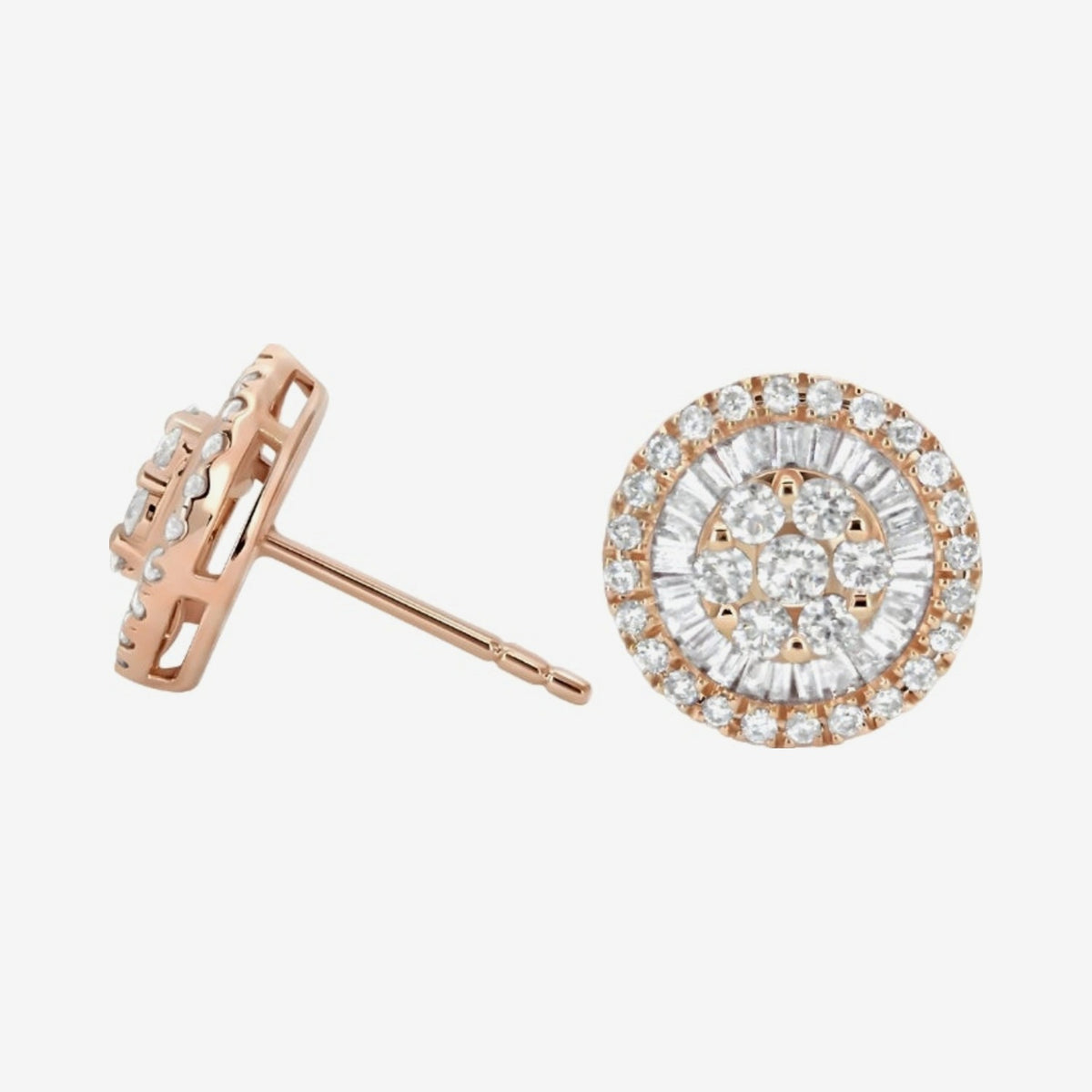 11mm Diamond Cluster Stud Earrings, gray background | JJ Jewelry Miami