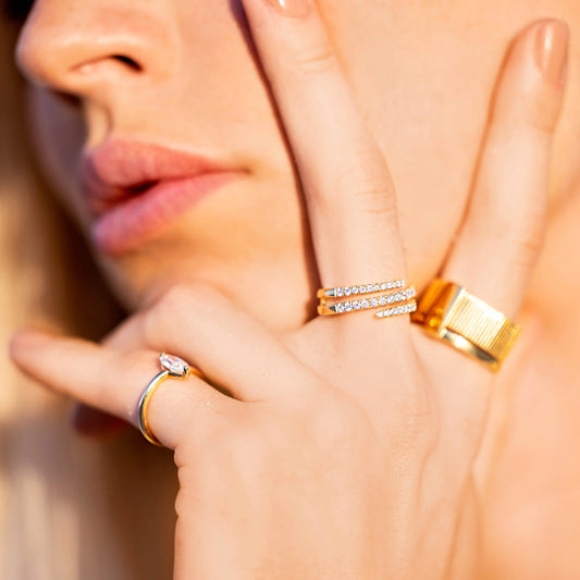 3 Rows Diamond Coil Ring Princess Jewelry Shop