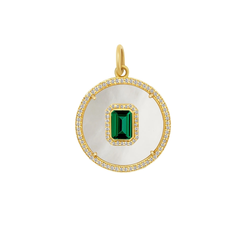 Emerald and Diamonds Mother of Pearl Pendant