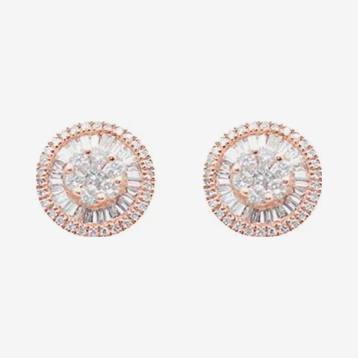 8.5mm Diamond Cluster Stud Earrings, gray background | JJ Jewelry Miami