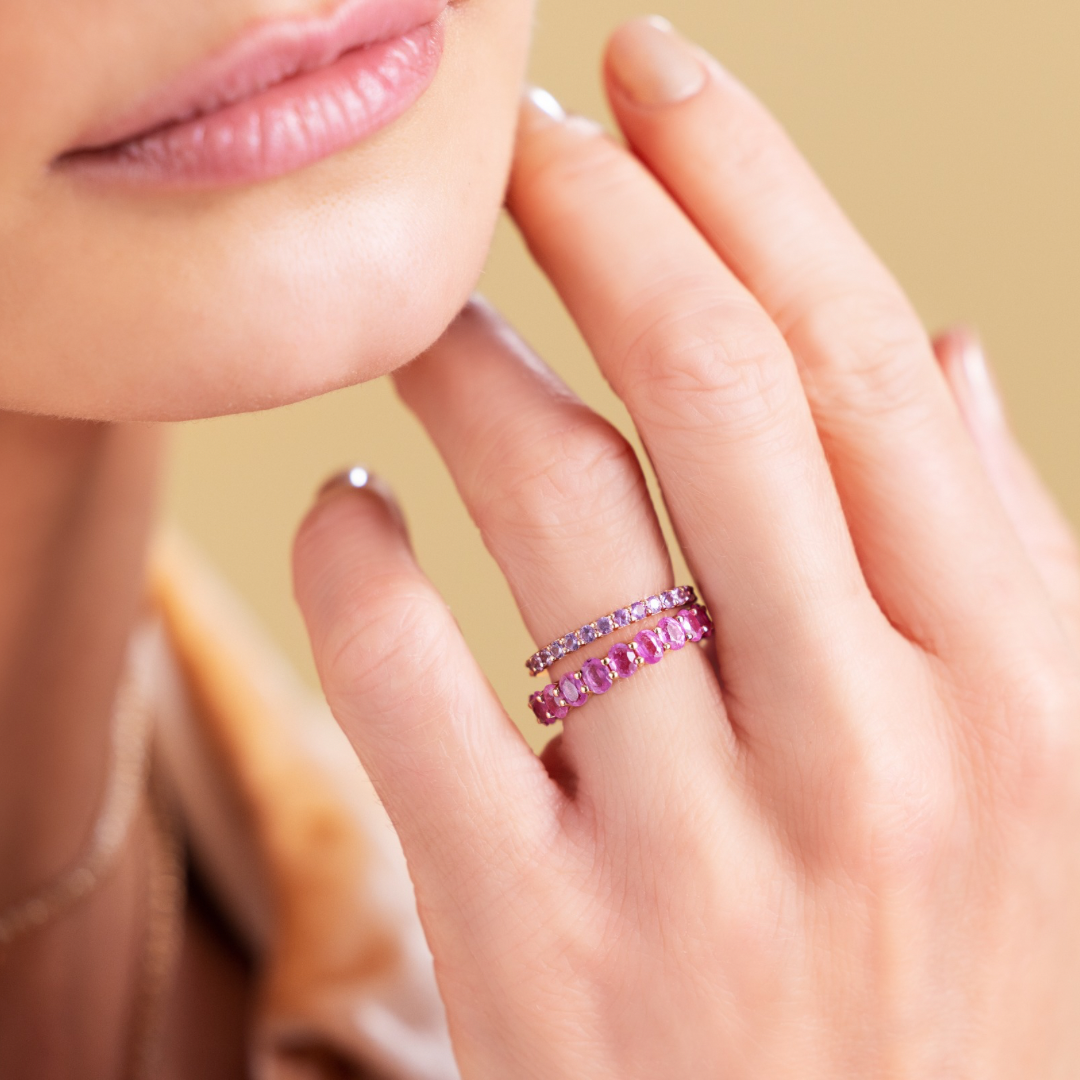 Pink Sapphire Oval Eternity Band - Princess Jewelry Shop