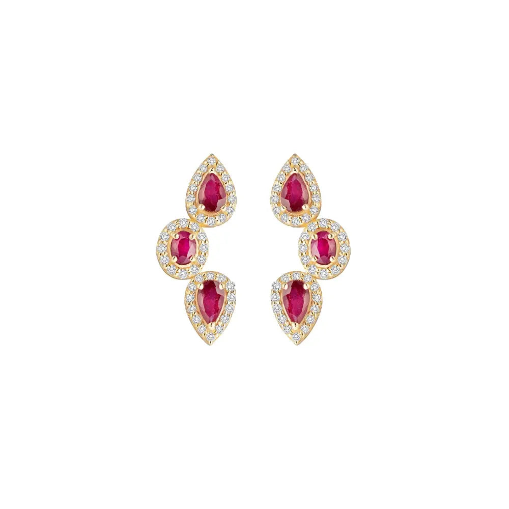   (ADD) 3PEARS DIA EAR D0.4 14KY 3G Princess Jewelry Shop