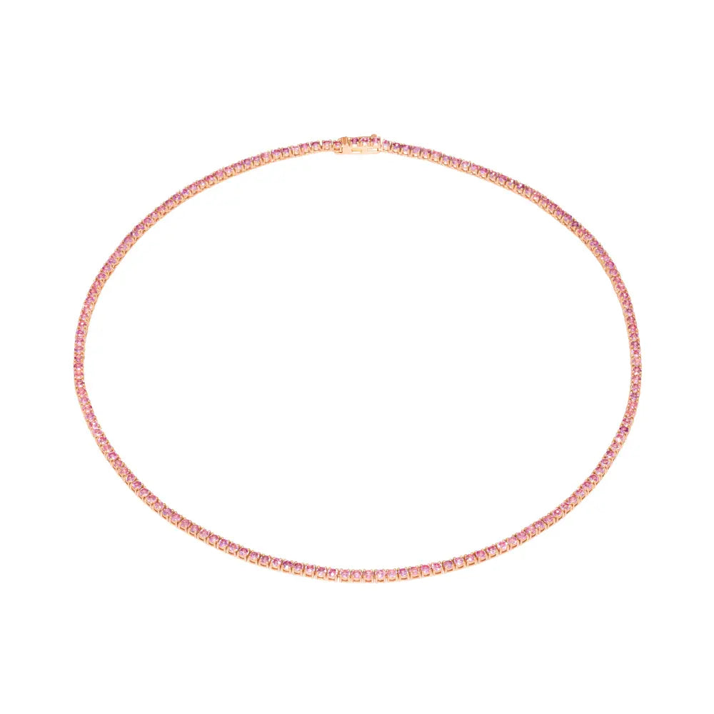 Amanda Pink Sapphire Tennis Necklace Princess Jewelry Shop