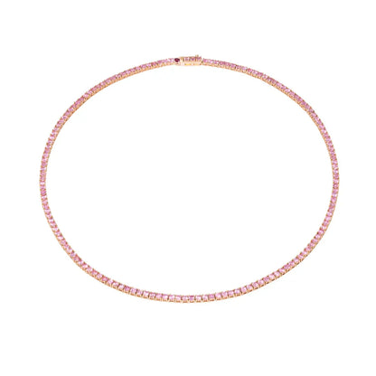 Amanda Pink Sapphire Tennis Necklace Princess Jewelry Shop