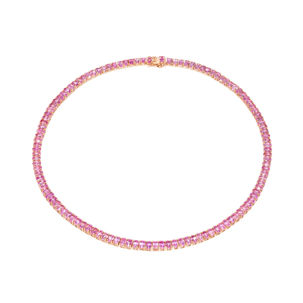 Amanda Pink Sapphire Tennis Necklace Princess Jewelry Shop