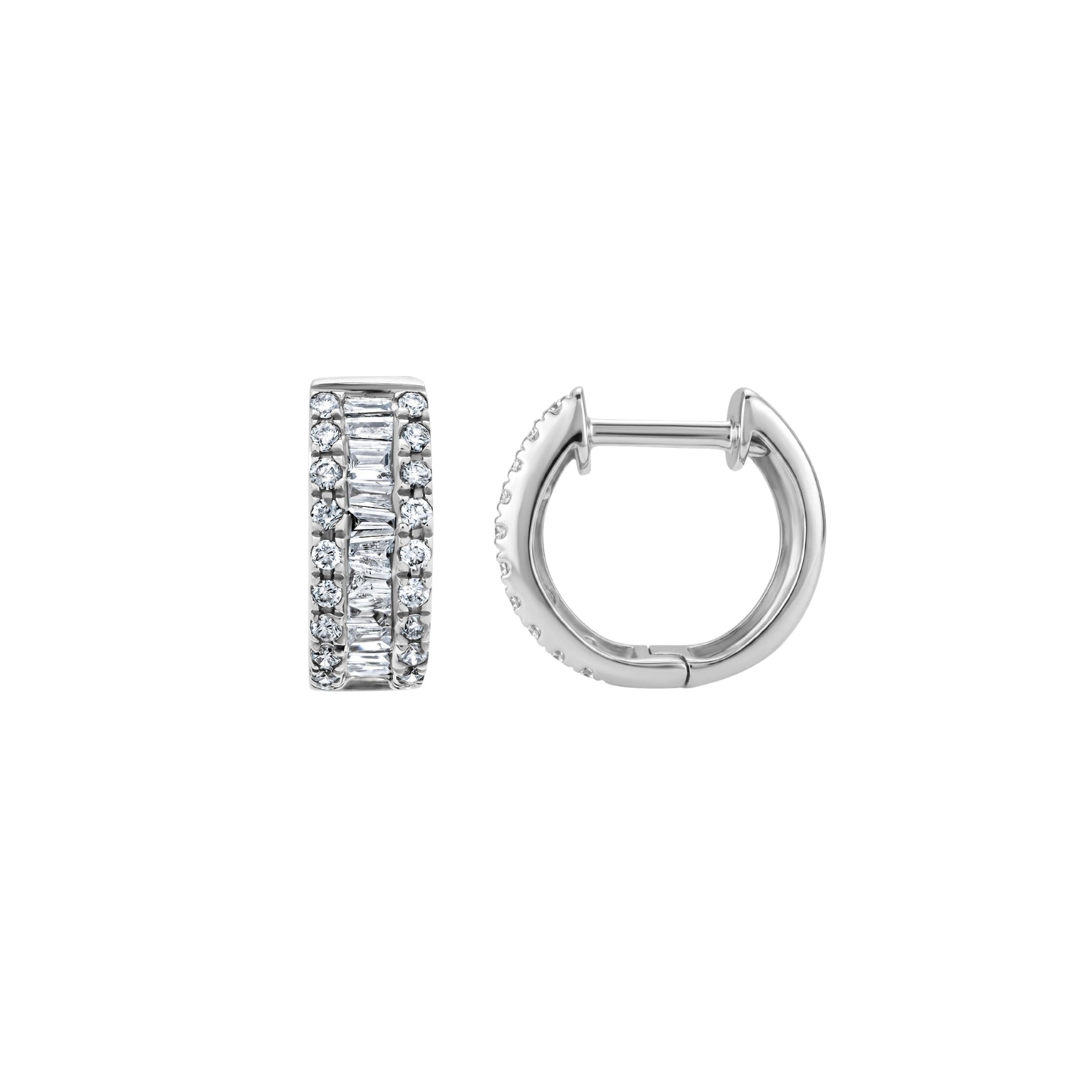 Baguette Diamond Hoop Earrings in 18K Gold