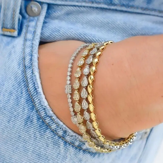 Baguette Round Diamond Bracelet Princess Jewelry Shop