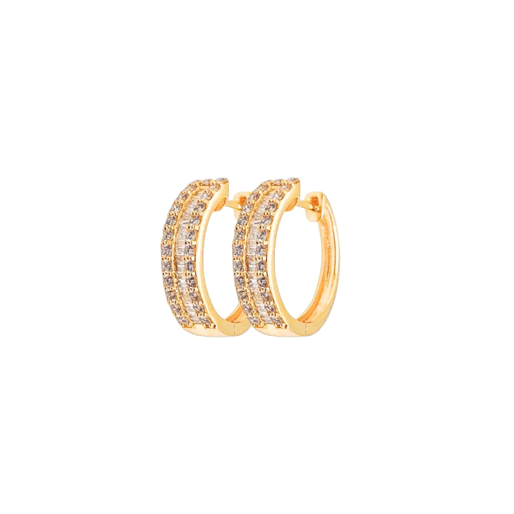 Baguette and Pavé Diamond Hoop Earrings Princess Jewelry Shop