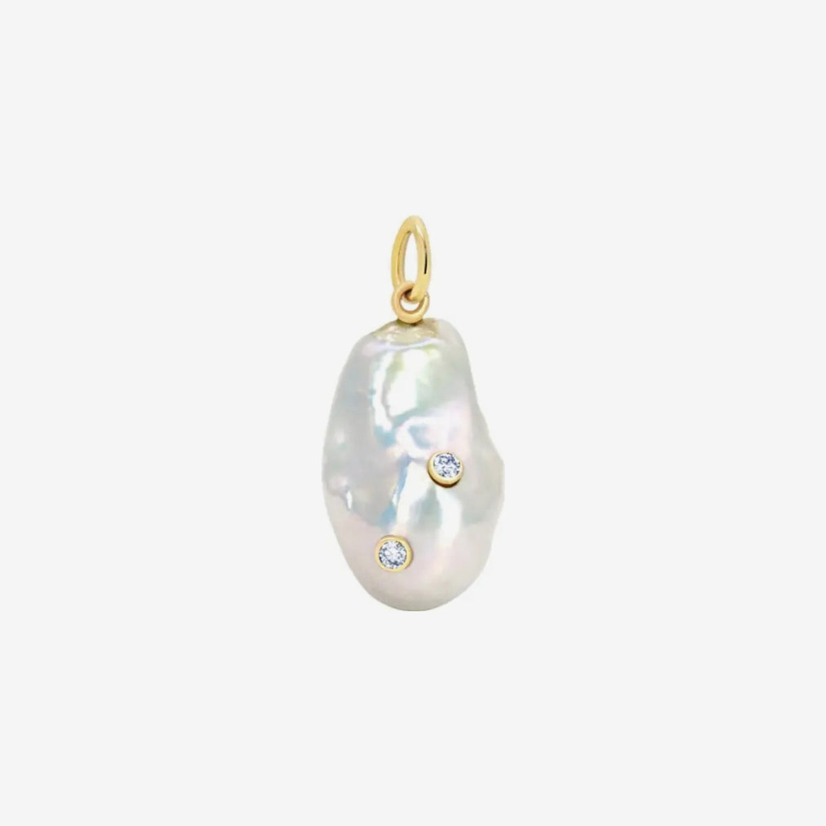 Baroque Pearl Pendant with Diamonds in 14K Yellow Gold, view 2 | JJ Jewelry Miami