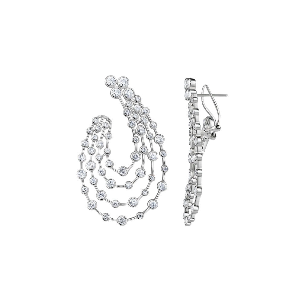 Bezel Garland Diamond Earrings in 18K White Gold