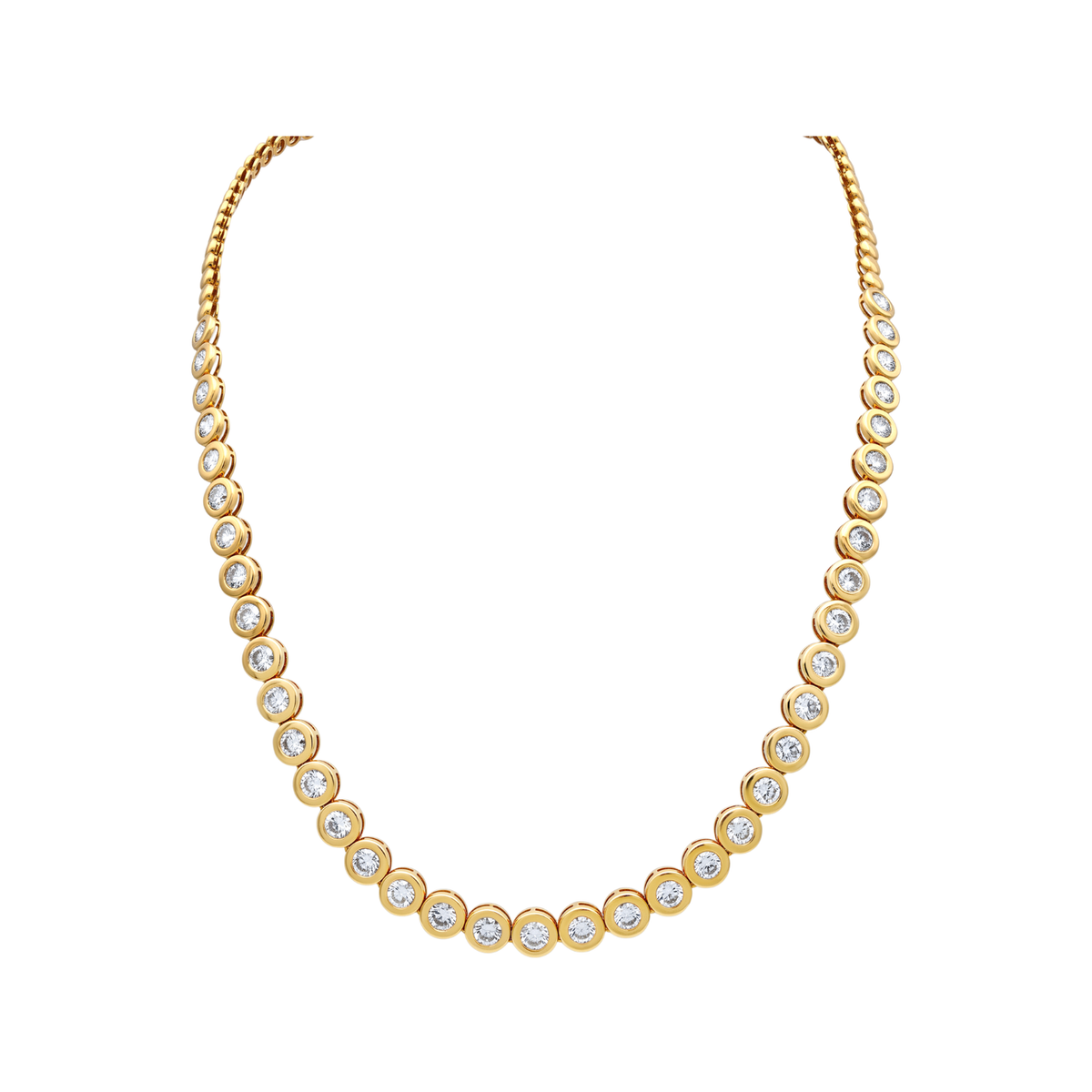 Bezel-Set Diamond Tennis Necklace