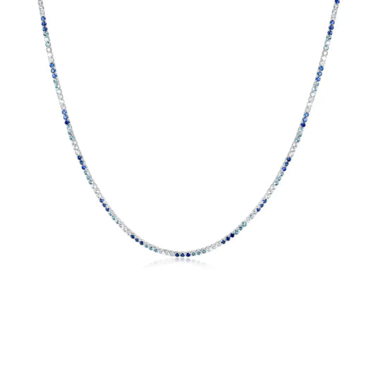 Blue Gradient Tennis Necklace Princess Jewelry Shop