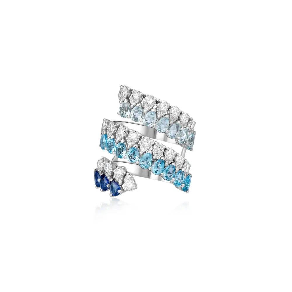   Blue Gradient Wrap Ring with Diamonds Princess Jewelry Shop