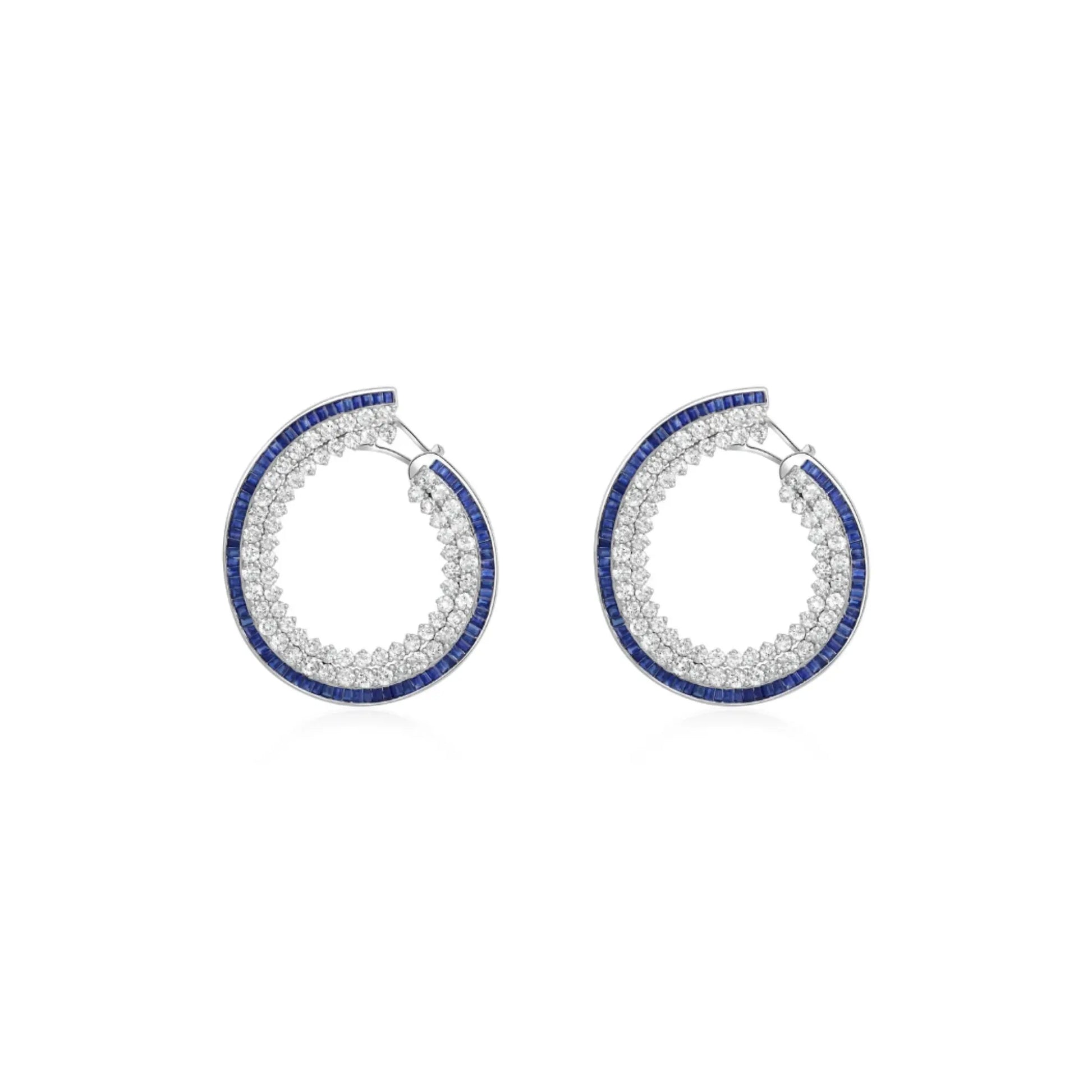 Blue Sapphire & Diamond Garland Earrings Princess Jewelry Shop