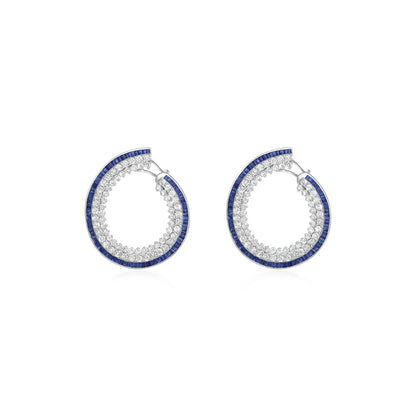 Blue Sapphire & Diamond Garland Earrings Princess Jewelry Shop