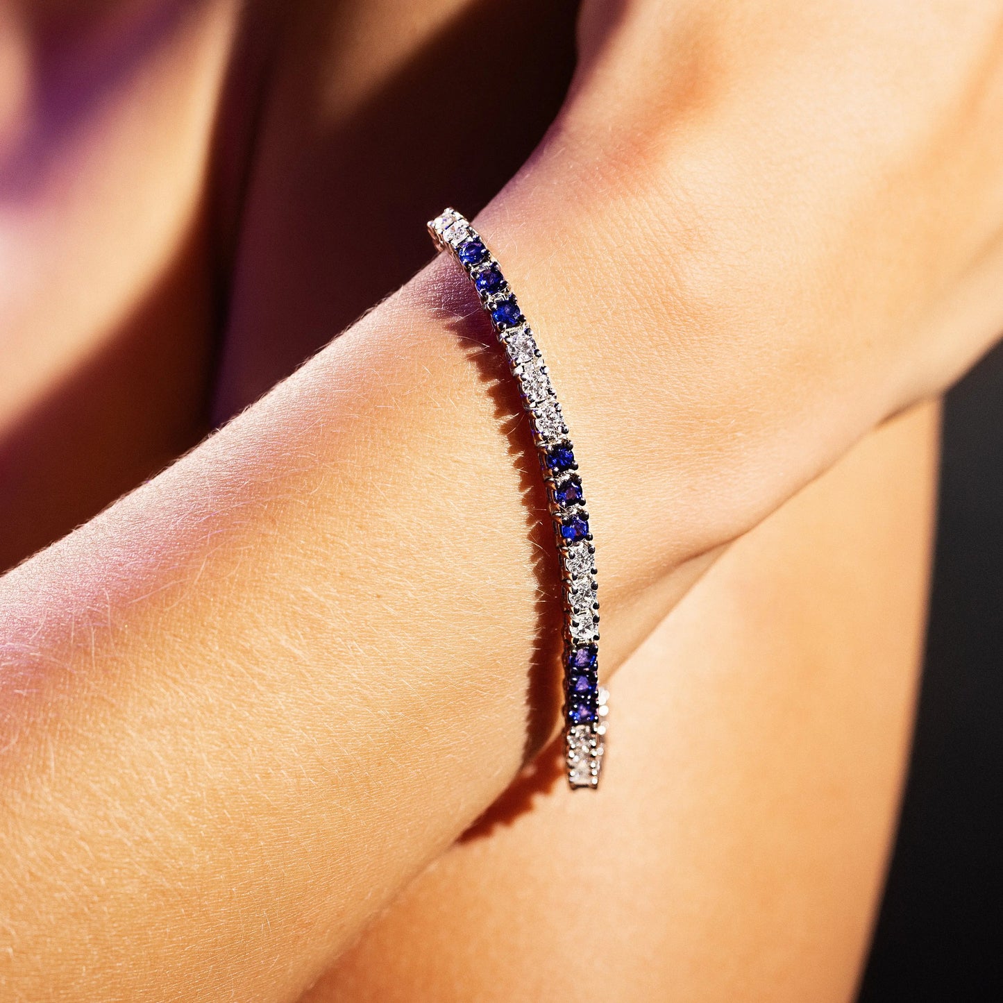 Blue Sapphire and Diamond Tennis Bracelet Princess Jewelry Shop