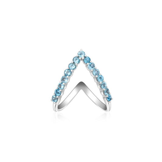 Blue Topaz V Ring Princess Jewelry Shop