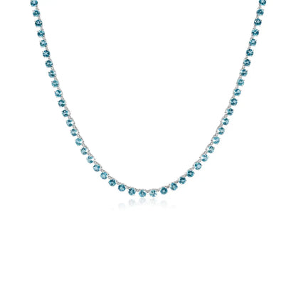 Blue Topaz and Diamonds Necklace Princess Jewelry Shop