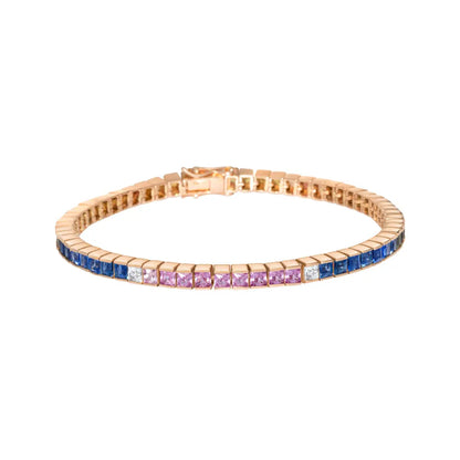 Blue & Pink Sapphire Tennis Bracelet Princess Jewelry Shop