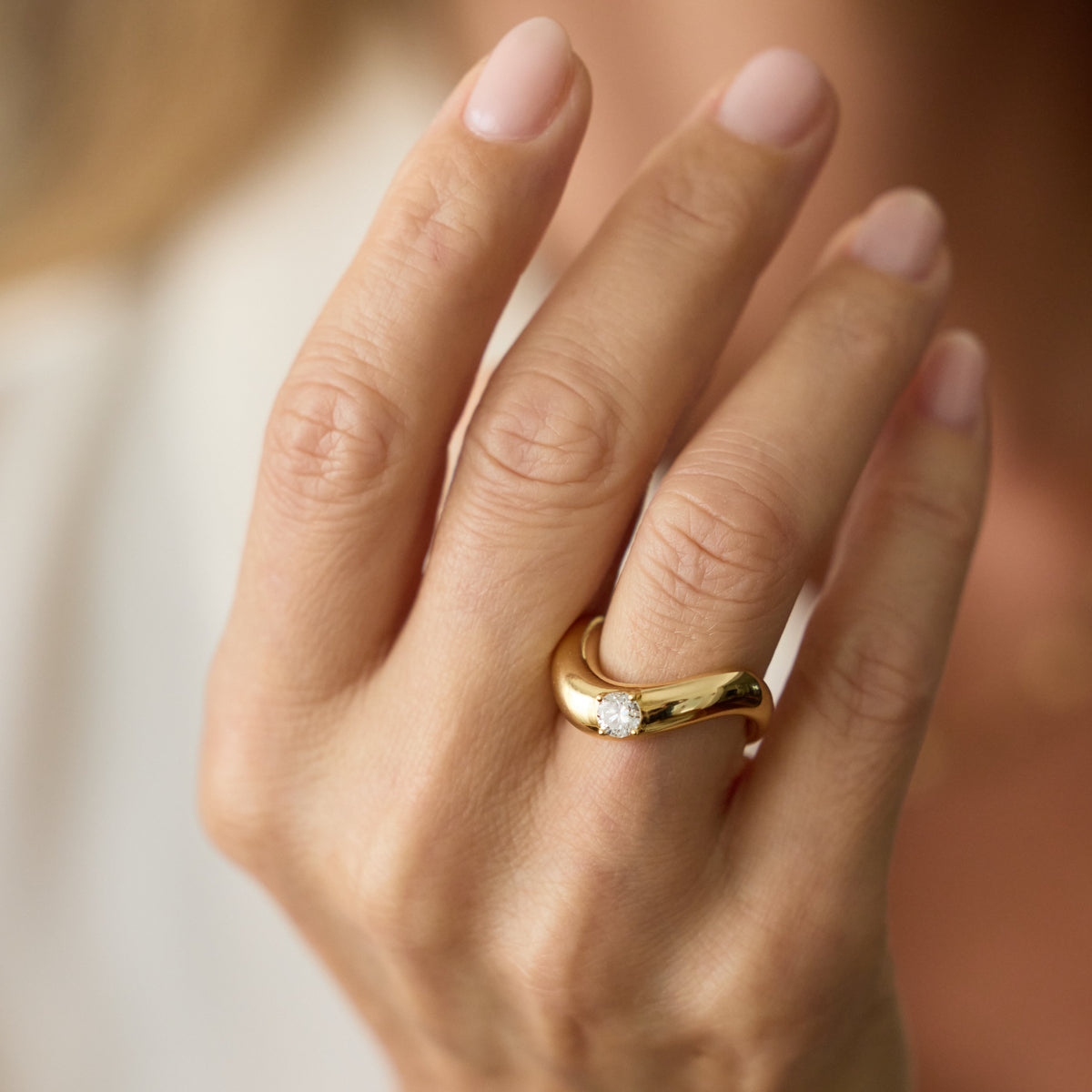 Bold Gold Diamond Open Band Ring