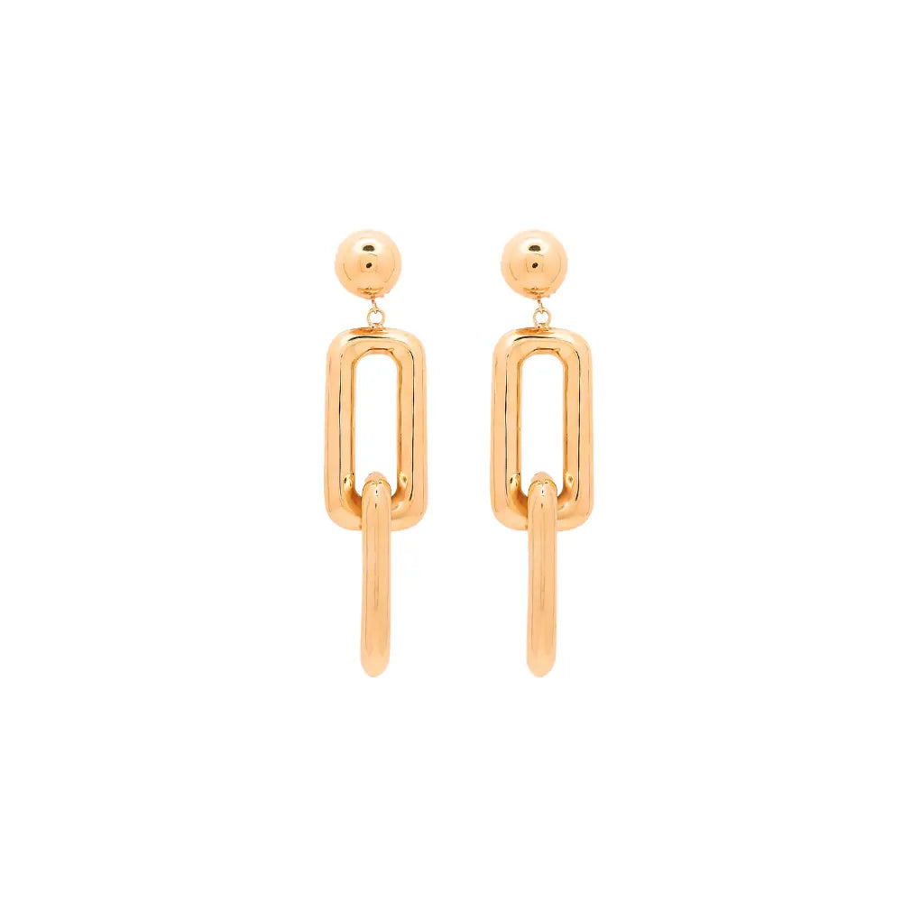 Bold gold link earrings in 14K yellow gold by JJ Jewelry