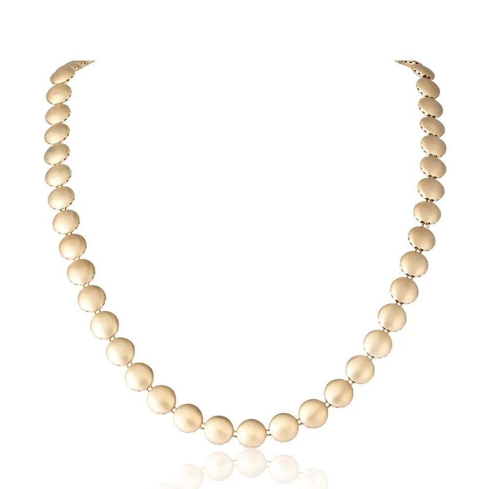   Brushed Gold Bead Necklace in 14K Yellow Gold Princess Jewelry Shop