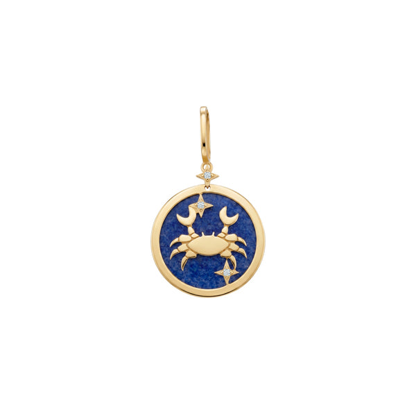Cancer Zodiac Pendant with Blue Quartz and Diamonds | JJ Jewelry