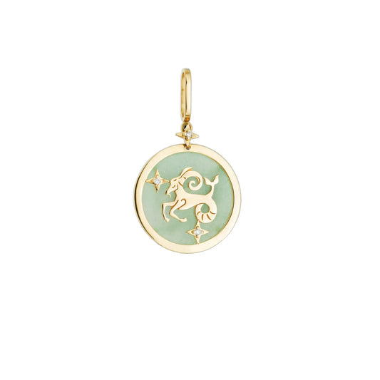 Capricorn Zodiac Green Quartz and Diamond Pendant Princess Jewelry Shop