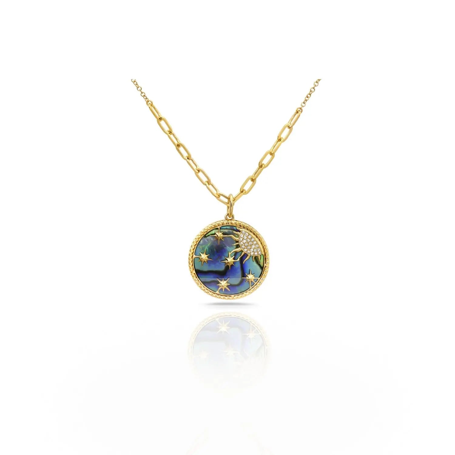 Celestial Night Sky Abalone Pendant Necklace-Princess Jewelry Shop