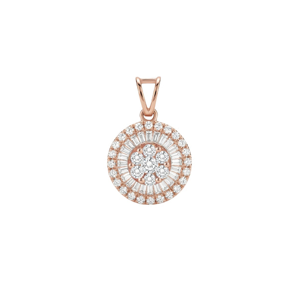 Circular Halo Cluster Diamond Pendant in 18K Gold | JJ Jewelry Miami
