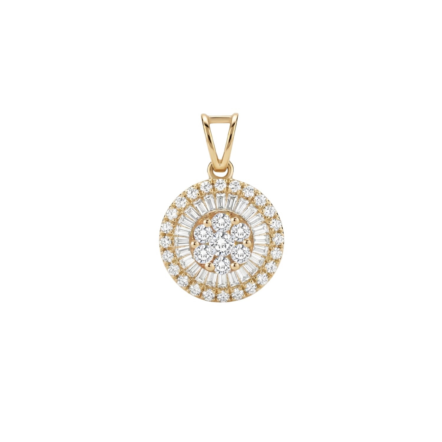 Circular Halo Cluster Diamond Pendant in 18K Gold