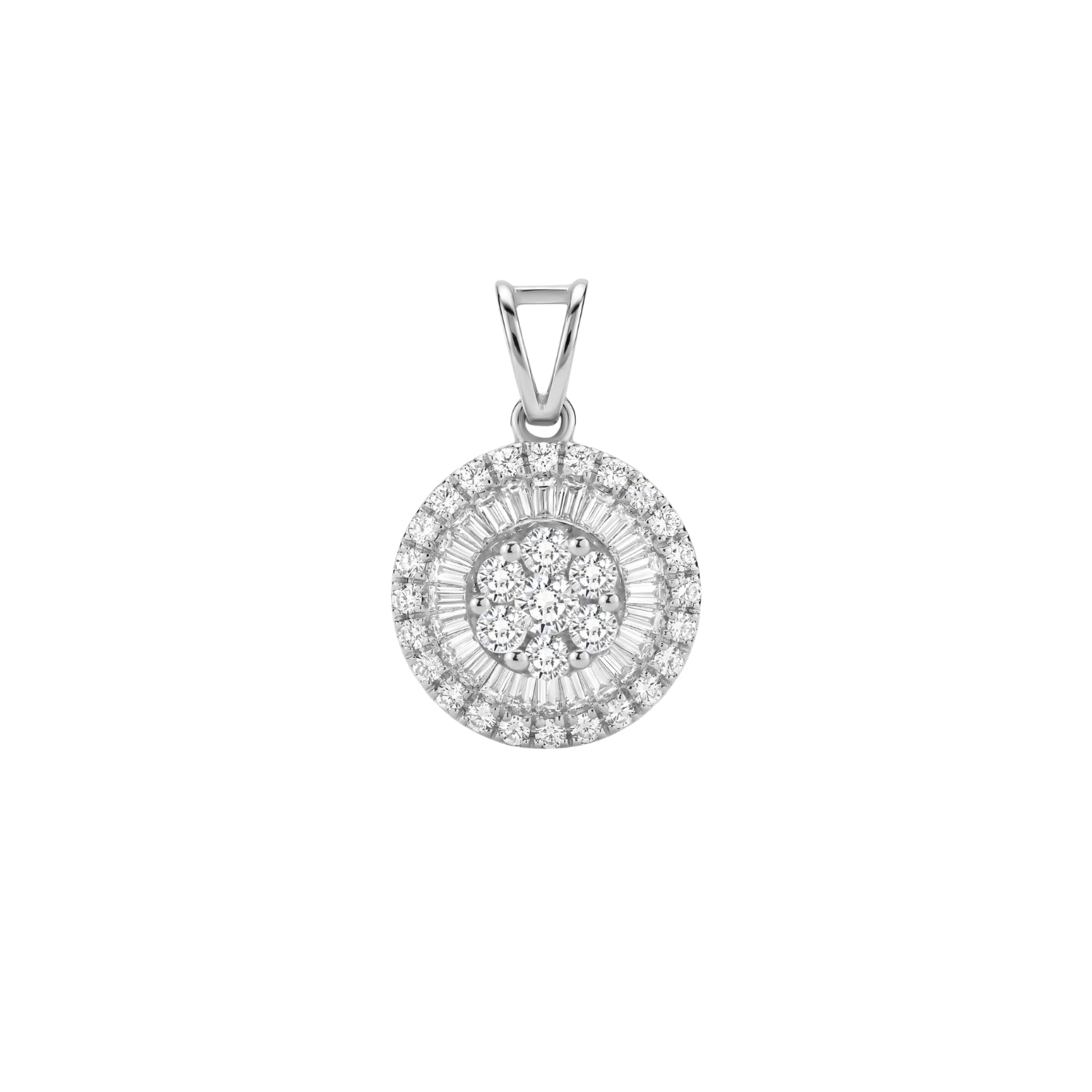 Circular Halo Cluster Diamond Pendant in 18K Gold