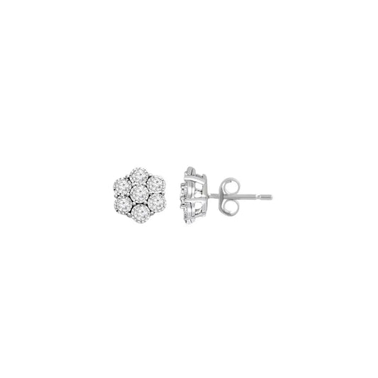 Cluster Diamond Stud Princess Jewelry Shop