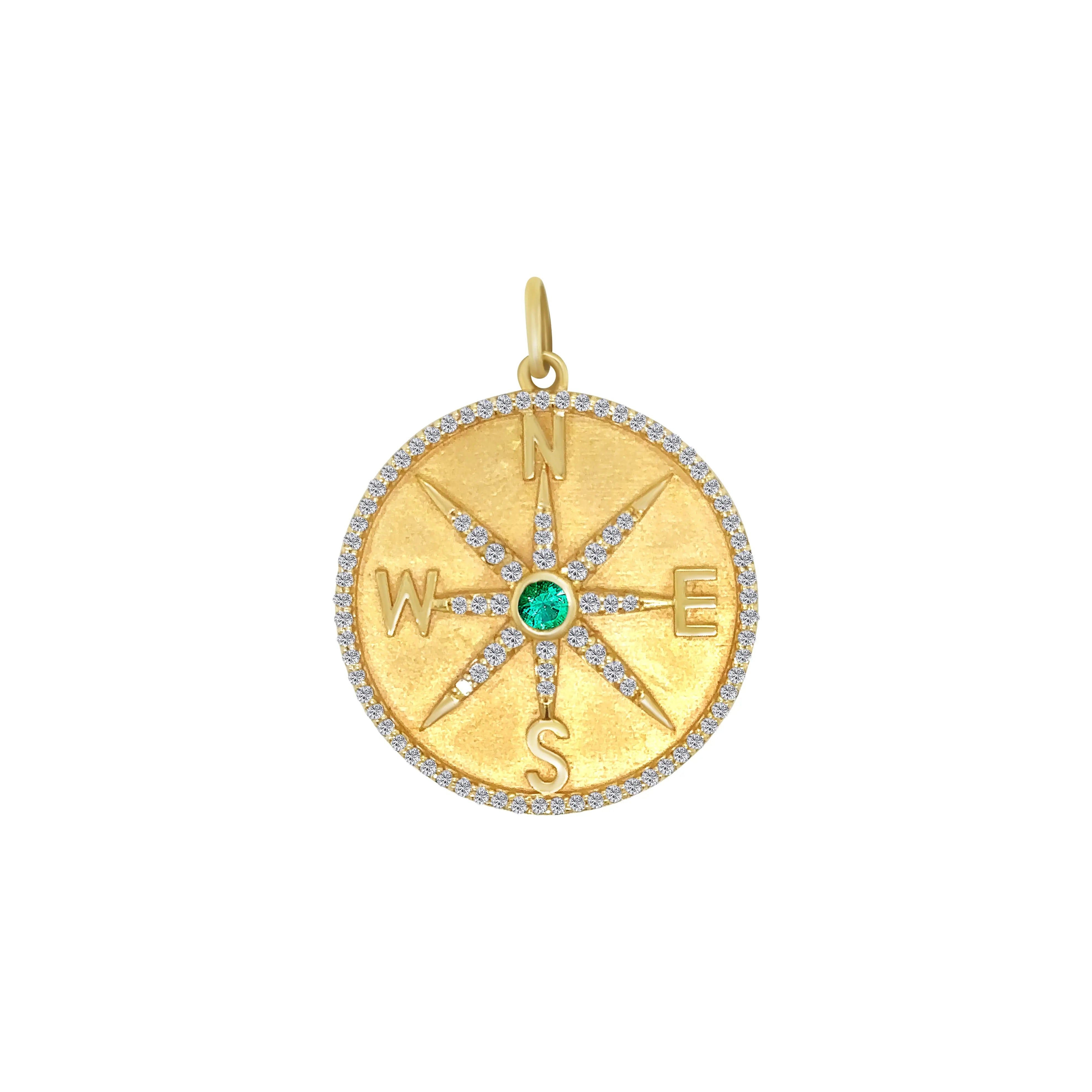 Compass Diamond and Emerald Pendant-Princess Jewelry Shop