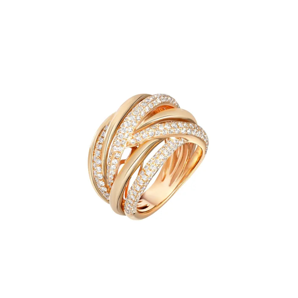 Crossover Diamond Rose Gold Ring-Princess Jewelry Shop