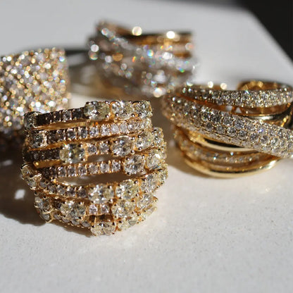 Crossover Yellow Gold Diamond Ring Princess Jewelry Shop